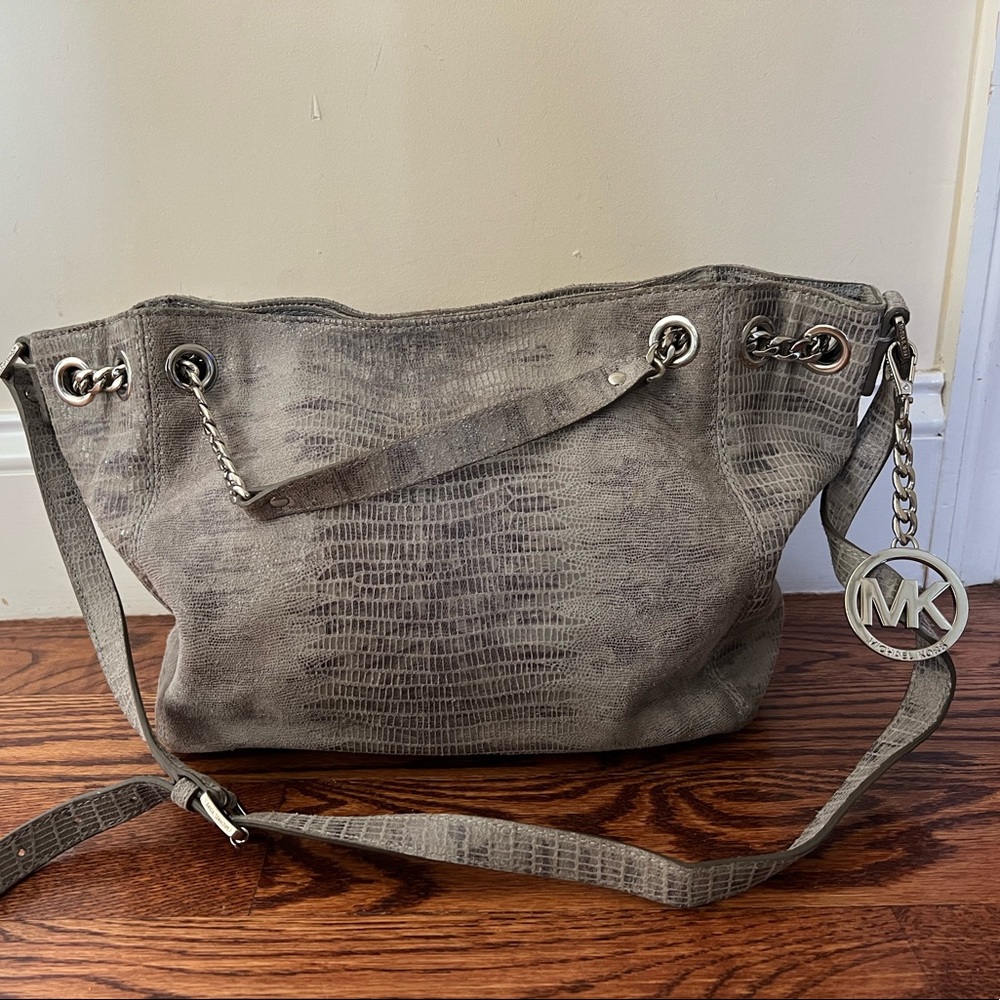 Micheal Kors grey snake skin bag